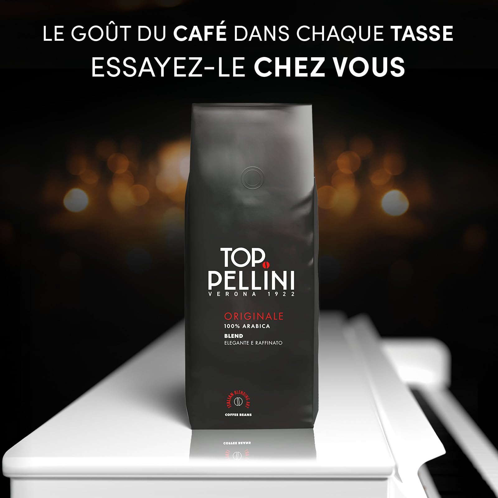 Pellini Café en Grains Top, Mélange 100% Arabica, Café en Grains aux Arômes Parfumés et Raffinés avec des Notes de Réglisse et de Cacao, 500g