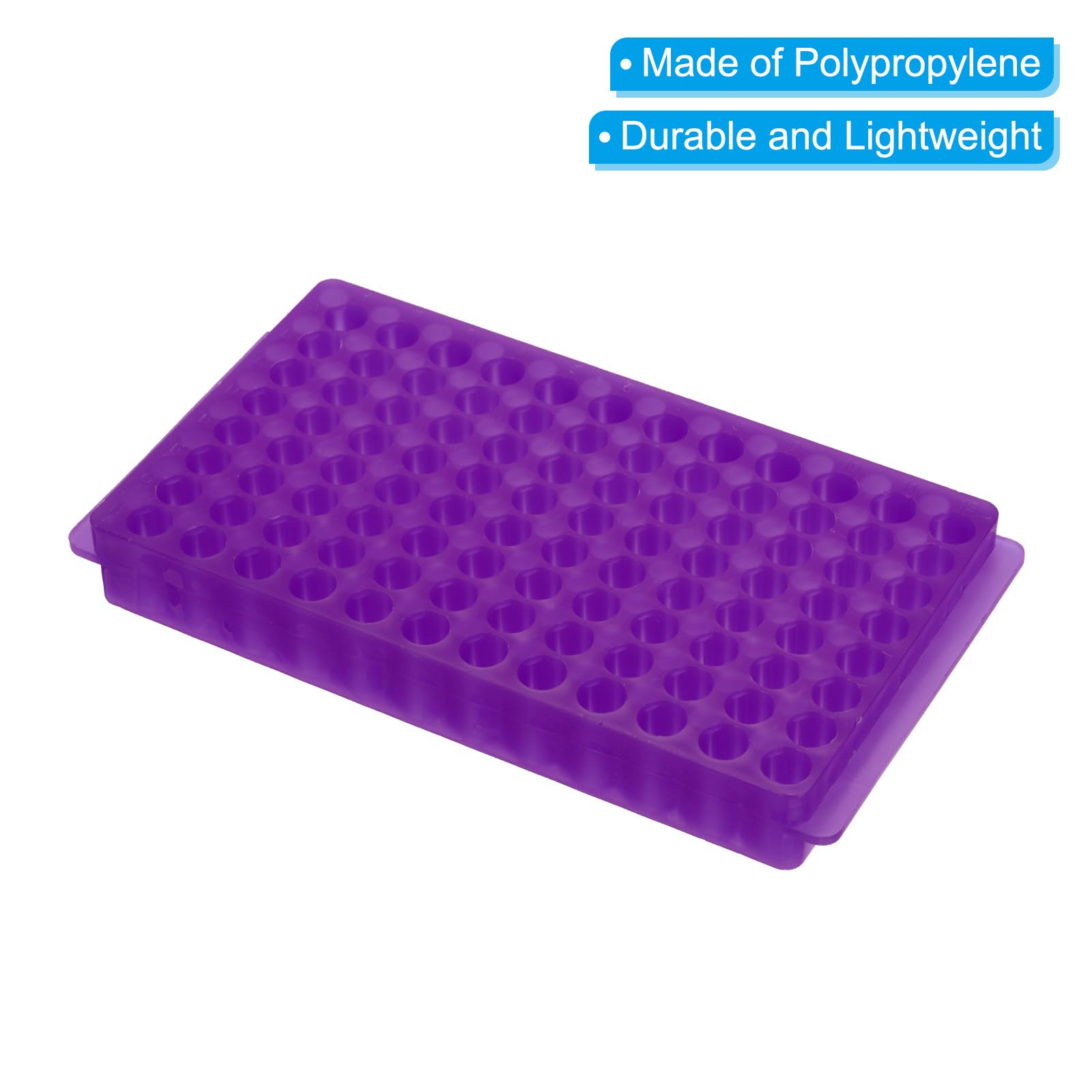 PATIKIL 96-Well-Röhrenständer – Doppelseitig, Für 0,2/0,5/1,5/2 Ml Zentrifugenröhrchen, Polypropylen, 195x111x25 Mm, Lila