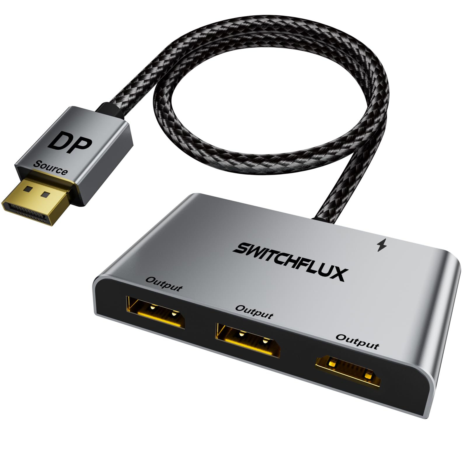 DisplayPort vers double DisplayPort avec adaptateur HDMI | 4K @ 60 Hz | Affichage étendu 1 entrée 3 sorties MST Hub pour plusieurs moniteurs compatible avec PC, carte graphique NVIDIA/AMD