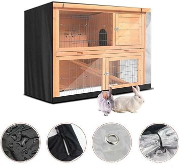 FLR 48 L x 20 D x 41 H Rabbit Hutch Cover 4 FT Double Decker Hutch Dust Cover Waterproof Windproof Rabbit Cage Covers