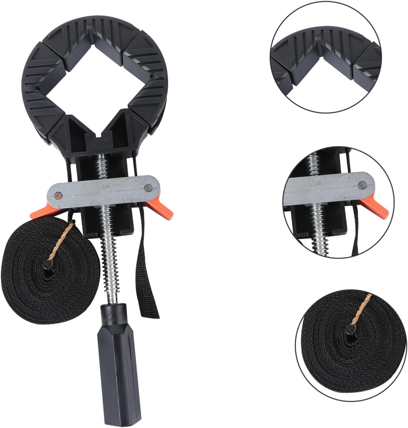 Rapid Tightening Jaw Right Angle Strap Clamp for Woodworking Picture Frames Cabinets Assembly Uniform Pressure Corner Holder Tool