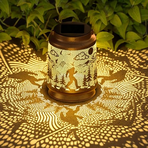 Bigfoot Solar Lantern for Garden Outdoor Decor – Hanging Metal
