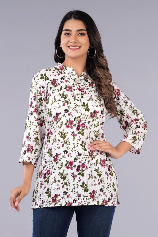 Image of Jikonet Women's Printed Rayon Straight Short Kurti