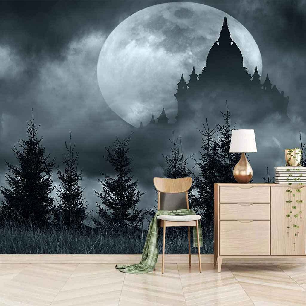 Papier Peint Château de la Pleine Lune 3D Auto-adhésif Grand Format 350x256 cm