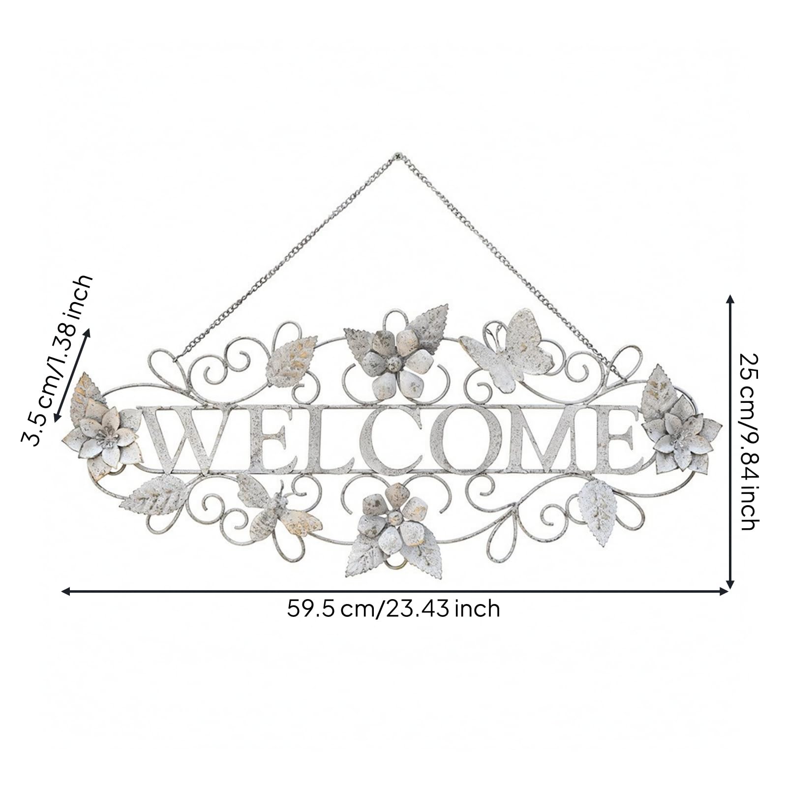 Cllo di Benvenuto Durevole | Decorativo, placca da Parete, Rustico, Decorazione, per Ingresso, Giardino, Bianco