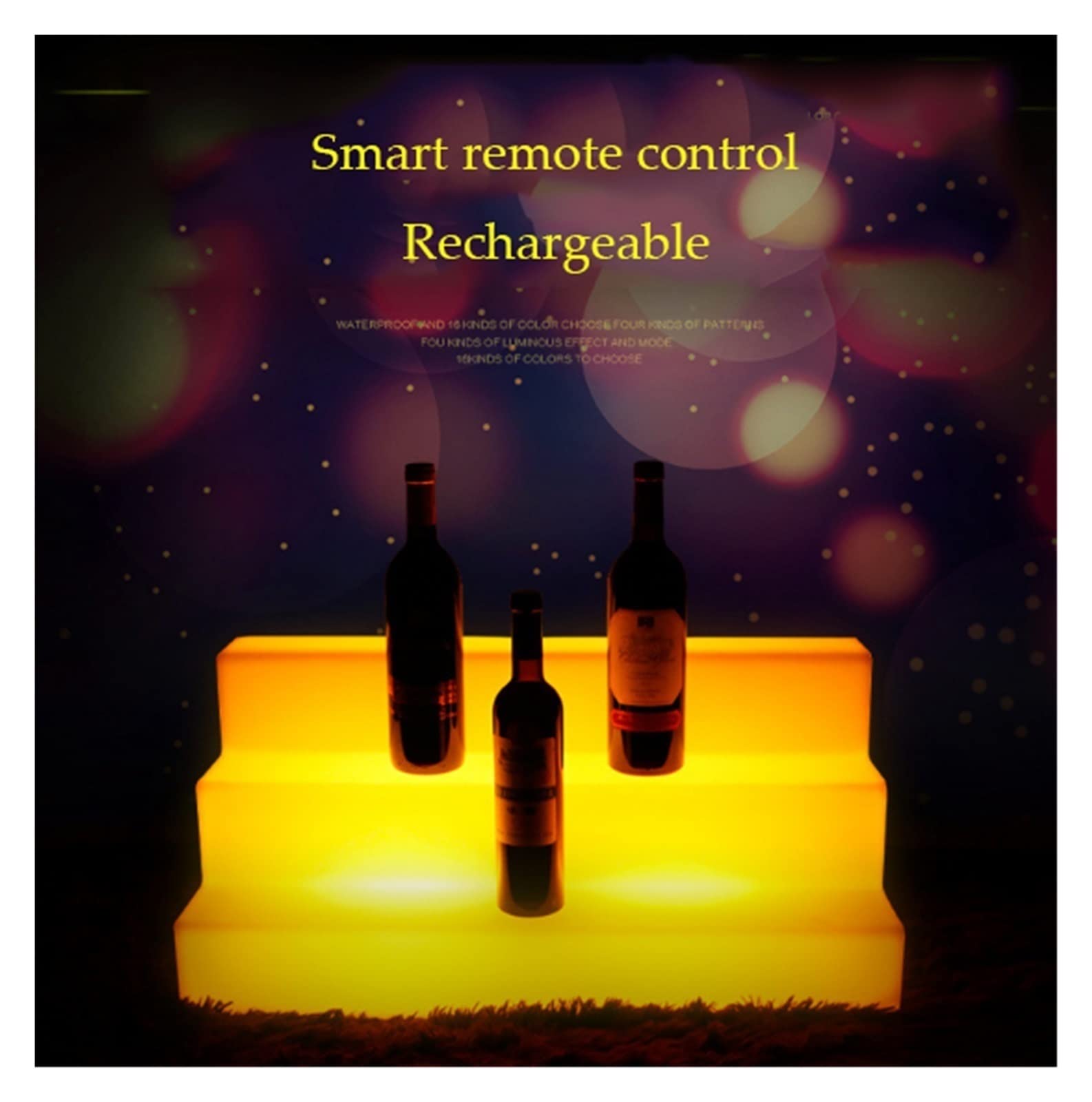 Miuxe Scaffali Da Bar A 3 Gradini Per Liquori, LED Illuminato Bottiglia Di Liquore Display Scaffale Vino Rack Free Standing Bevande Illuminazione - Foto 2