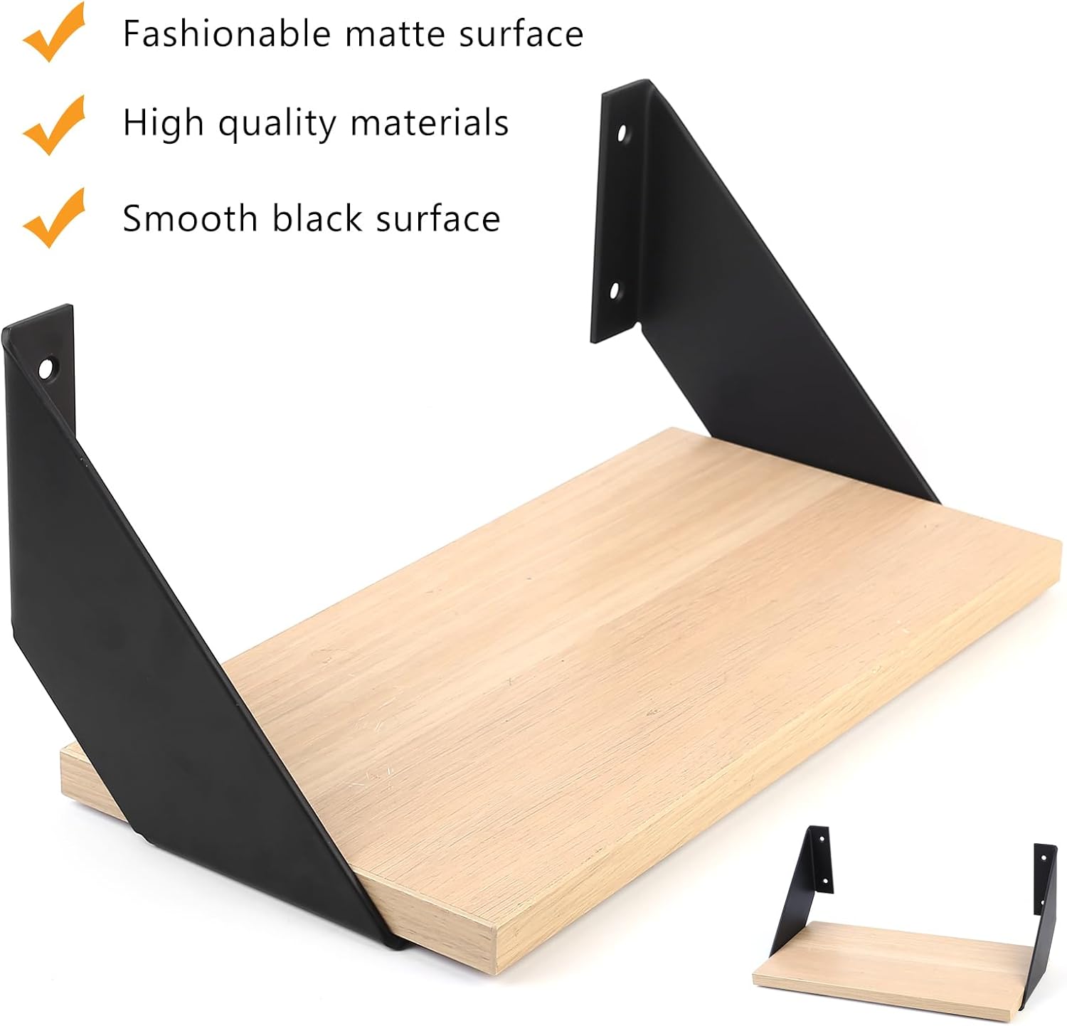 2 x Metal Brackets, 15 cm Brackets for Triangular Angles, Corner Guards for Black Corners, Metal Angles, Brackets for Wood Furniture Shelves Tables Chairs with Screwdriver