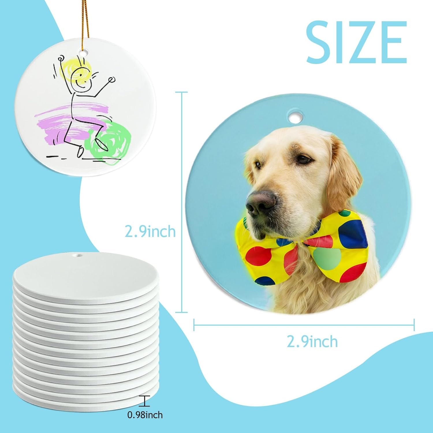 Sublimation Ornament Blanks Bulk, Sublimation Christmas Ornament Blanks Ceramic Sublimation Ornaments for Christmas Tree Decor Personalized Christmas Ornaments as Party Decorations Gifts for Women - Image 6