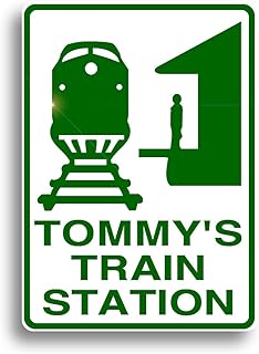 Train Station Sign, All aboard! Personalized railroad decor, custom made, just for you, and shipped out fast!