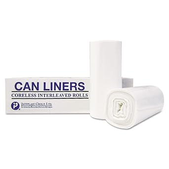 Inteplast Group High-Density Commercial Can Liners Value Pack, 55 gal, 11 microns, 36" x 58", Clear, 25 Bags/Roll, 8 Rolls/Carton