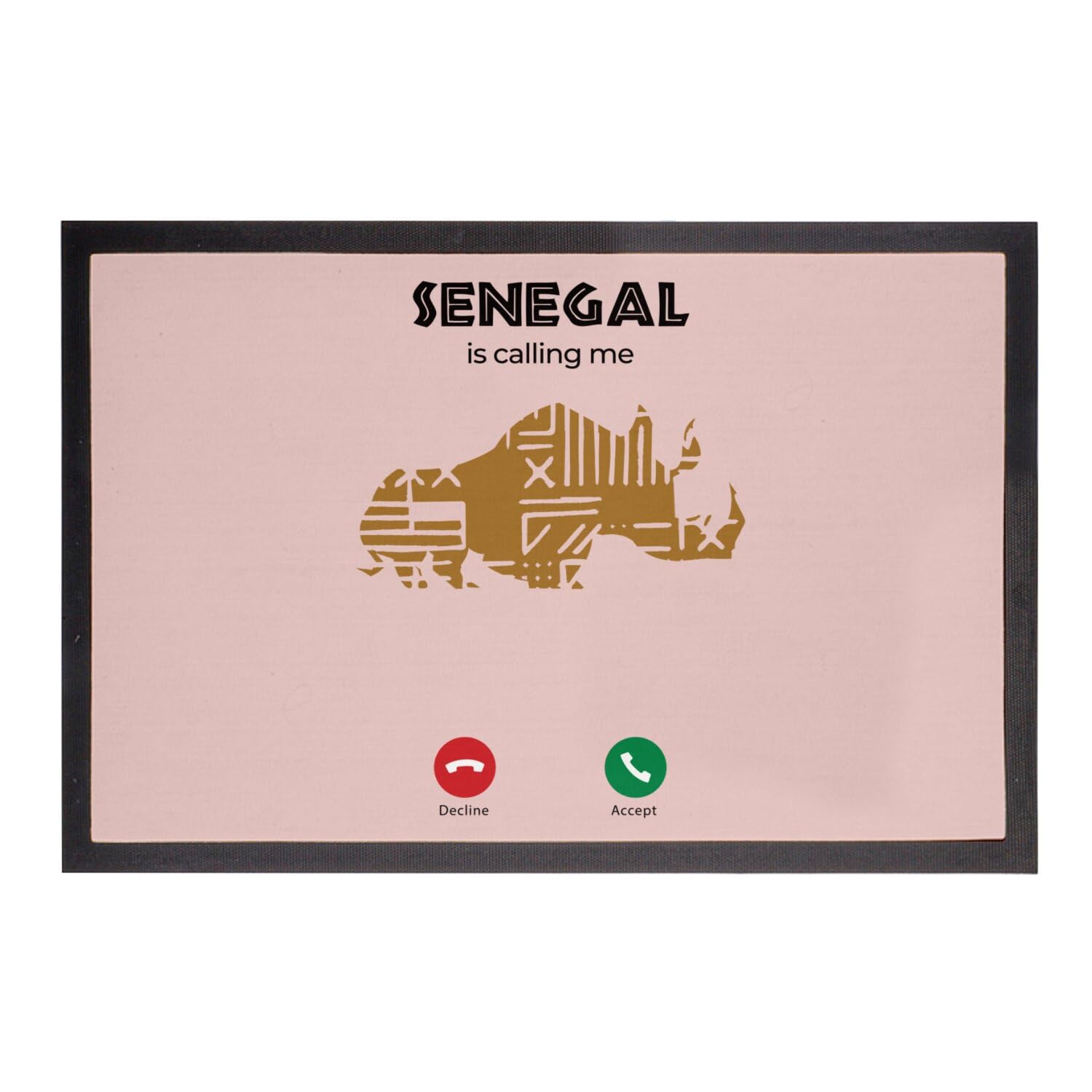 Paillasson rose Sénégal safari rhinocéros pour décorer votre entrée exotique