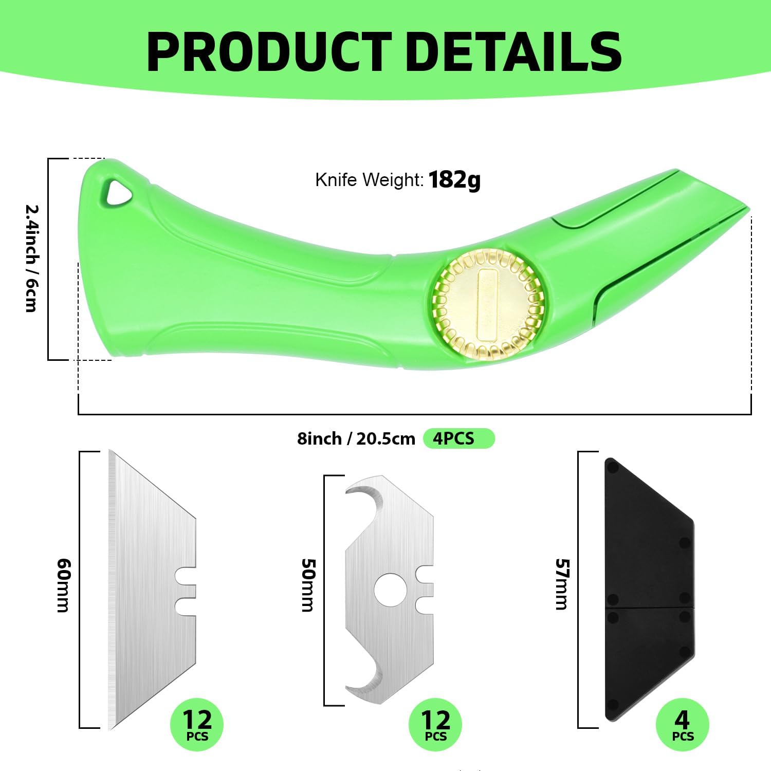 4 Sets of Heavy-Duty Roofing Shark Knives - Each Set Includes 6 Fixed Blades & 1 Blade Box - Ideal for Cutting Drywall, Duct, Carpet, and Cardboard (4)