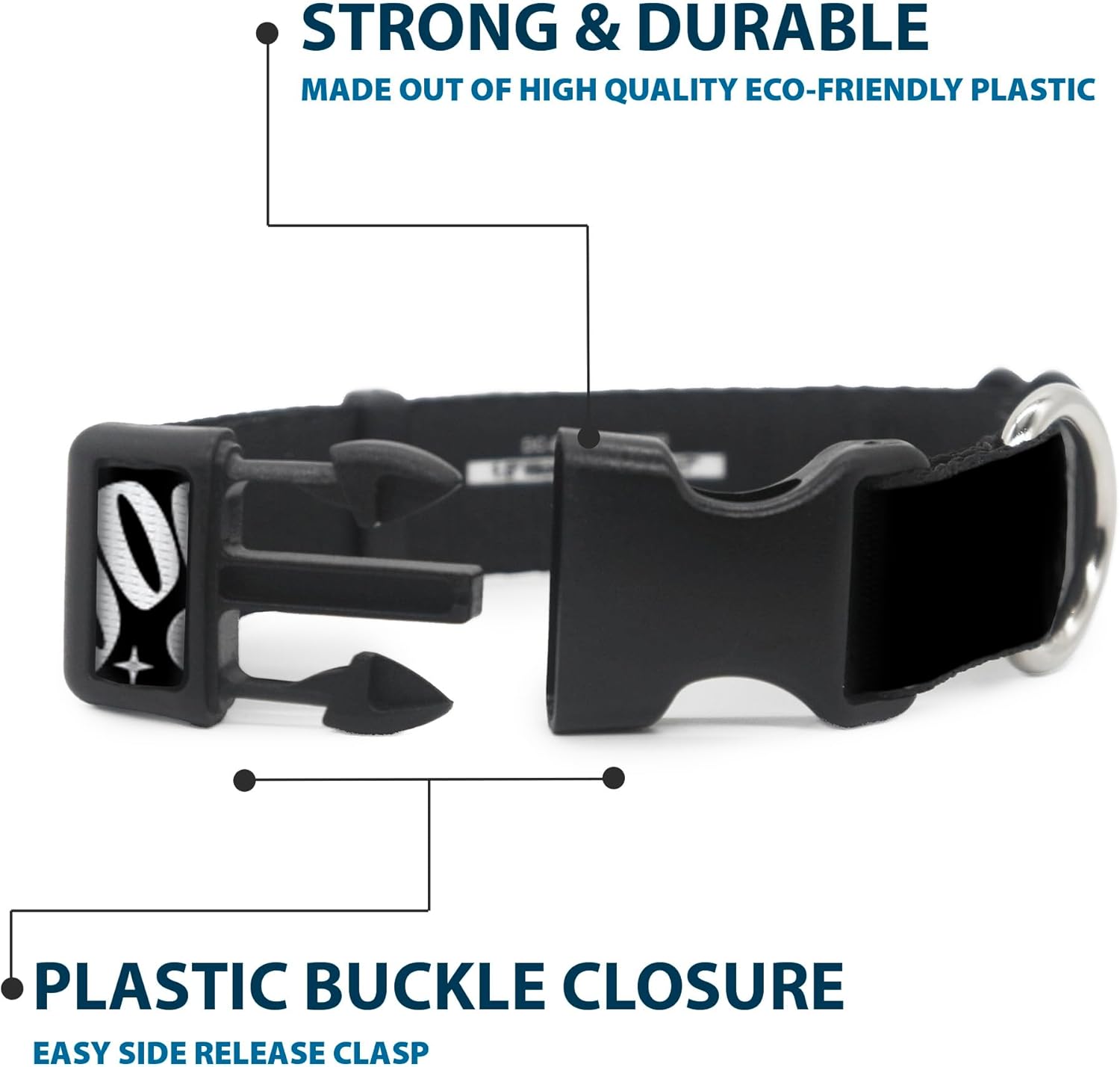 Disney Pet Collar, Dog Collar Plastic Buckle, Toy Story 3 Aliens Ooooohhh Black White Gray, 20 to 31 Inches 1.5 Inch Wide