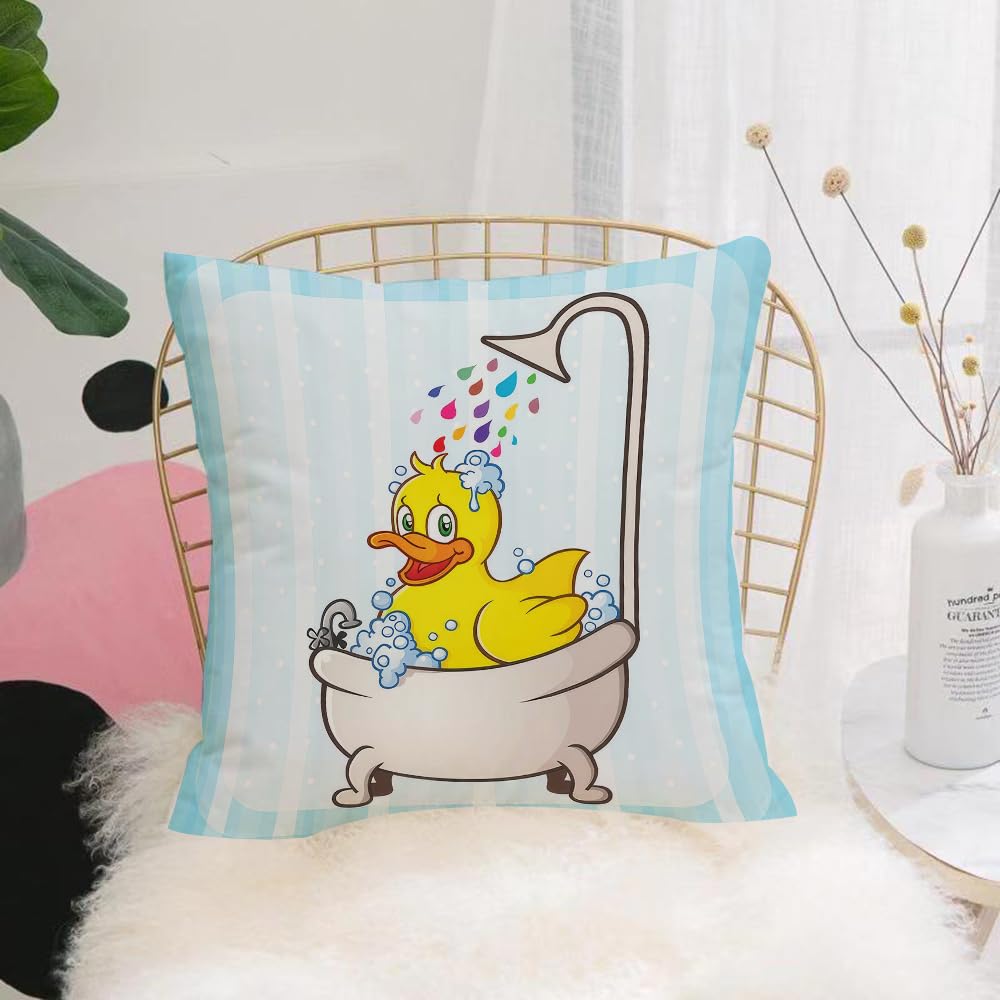 Hyosxw Rubber Duck Bubble Bath Cartoon Character - A8 Cushion Cover,Throw Pillow Case Home Decorative For Living Room Bedroom Sofa Chair 18X18 Inch,Rubber Duck Bubble Bath Cartoon Character,Pillowcase 45X45cm