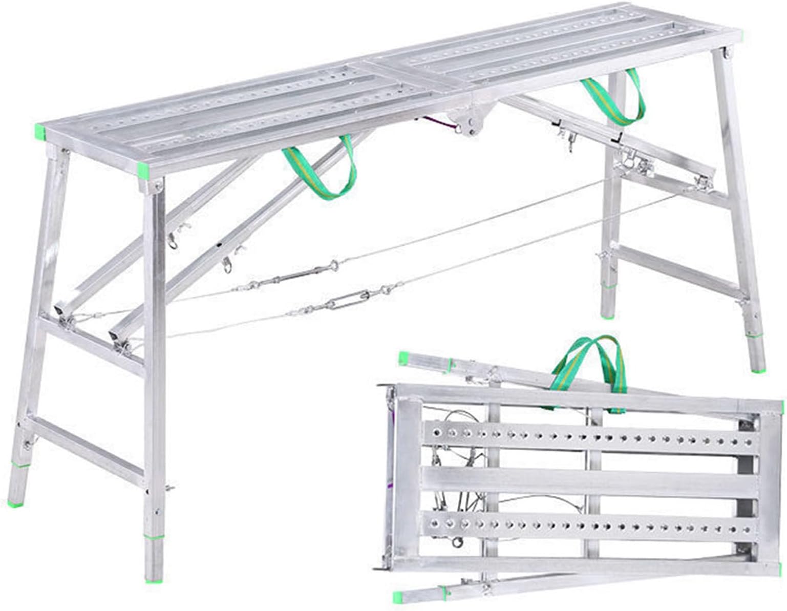 IUVCGY Telescopic Lightweight Multipurpose Folding Scaffolding - Safe, Stable, Portable Scaffold or Ladder, Adjustable Height - Load Capacity Elevating Work Platform 160cm