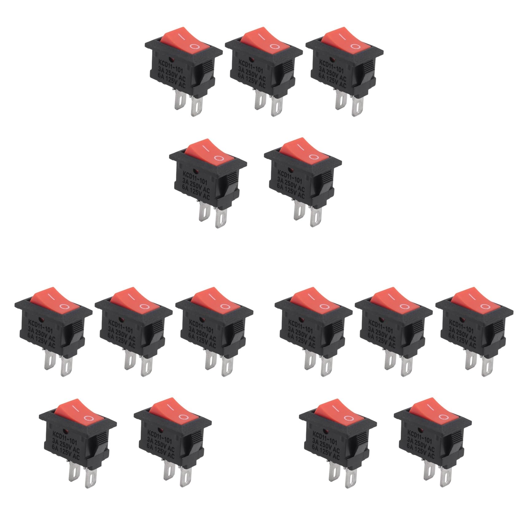 Jnchdghwa Black 15Pcs Kcd11 2Pin 2P Car Rocker Switch 3A 250V 6A 125V Ac Button Kcd1-11 10X15 10X15 Kcd117
