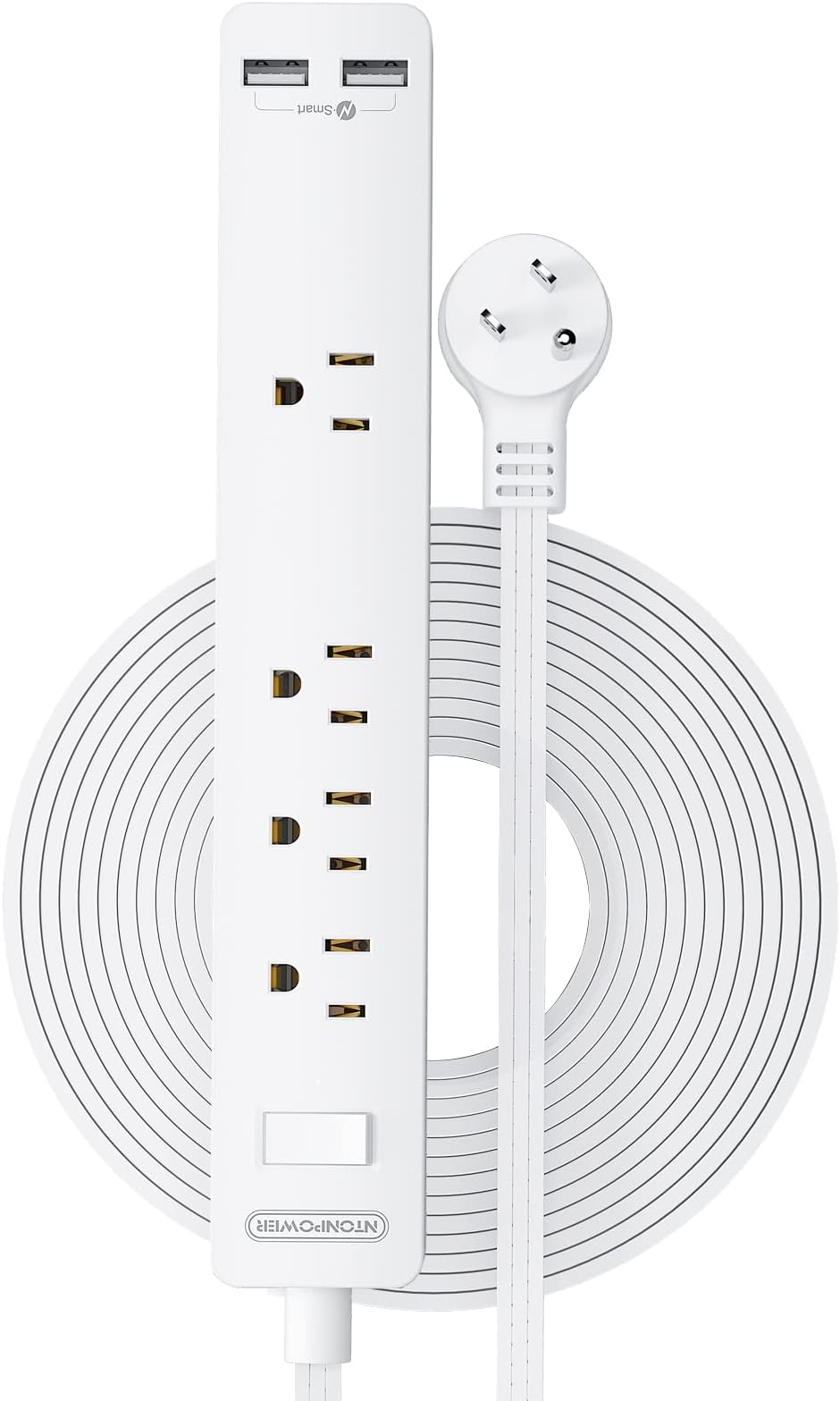 NTONPOWER 3M Flat Extension Lead Cable Flat Extension Cable Under Carpet Flat Connector Power Strip Wall Mounted Ultra Thin Flat Extension Cord