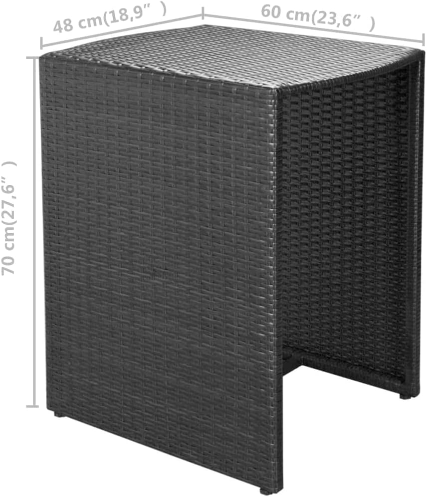 vidaXL Patio Dining Set 3 Piece, Patio Furniture Set, Outdoor Table Set with Glass Tabletop, Rattan Chair with Cushions for Garden, Poly Rattan Black