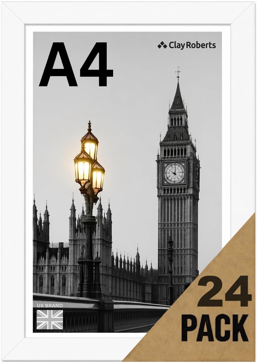 A4 White Photo Frame – Modern A4 Frame for Certificates, Pictures & Prints, Wall Hanging (Portrait or Landscape), Document & Poster Frame UK — image 1