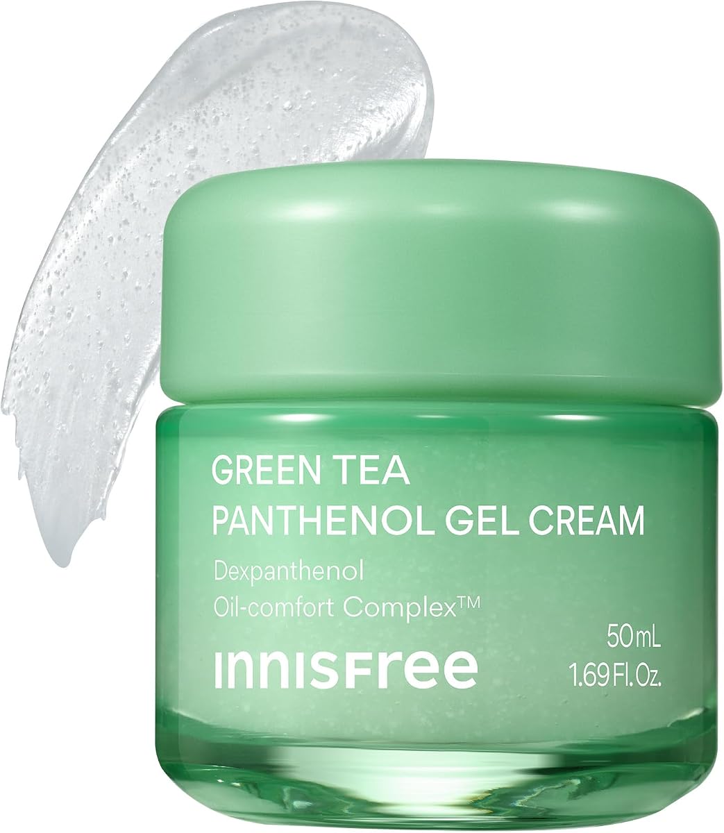 innnisfree Green Tea Panthenol Gel Cream for Oily Skin | Hydrating Korean Moisturizer for Soothing & Calming | Lightweight Cream for Barrier Repair and Pore Care | Control Shine and Reduce Sebum