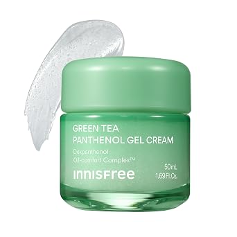 innnisfree Green Tea Panthenol Gel Cream for Oily Skin | Hydrating Korean Moisturizer for Soothing & Calming | Lightweight Cream for Barrier Repair and Pore Care | Control Shine and Reduce Sebum