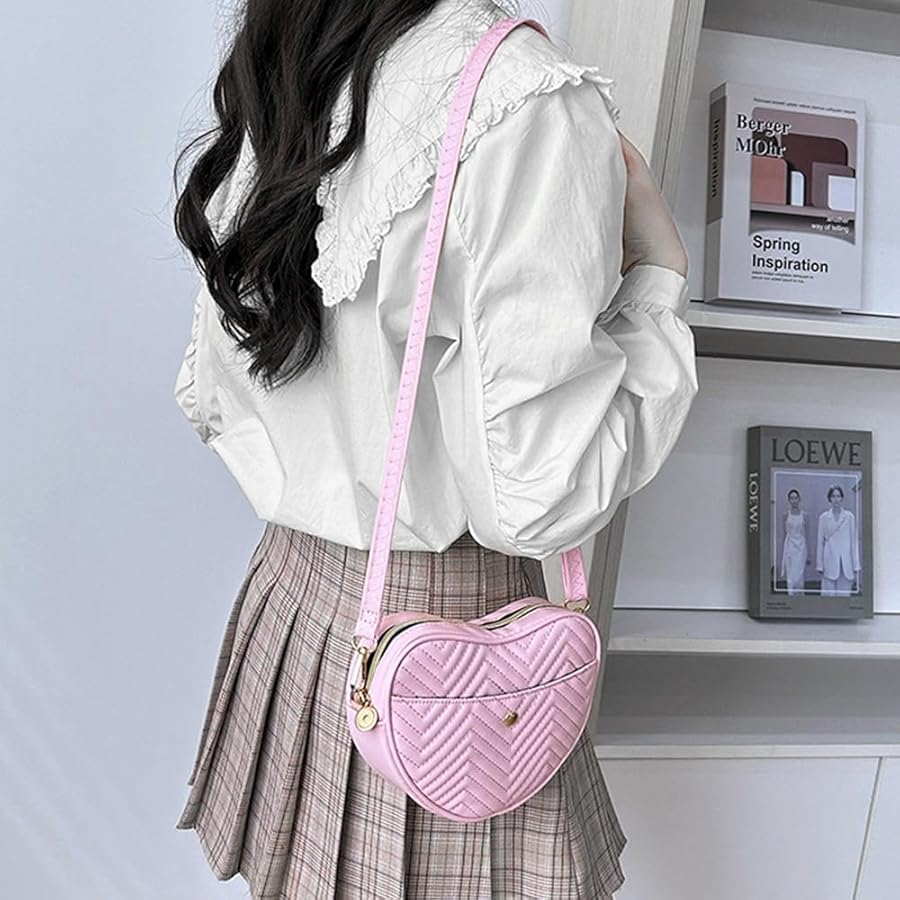 JienClound Heart-Shaped Quilted Crossbody Purse, Shoulder
