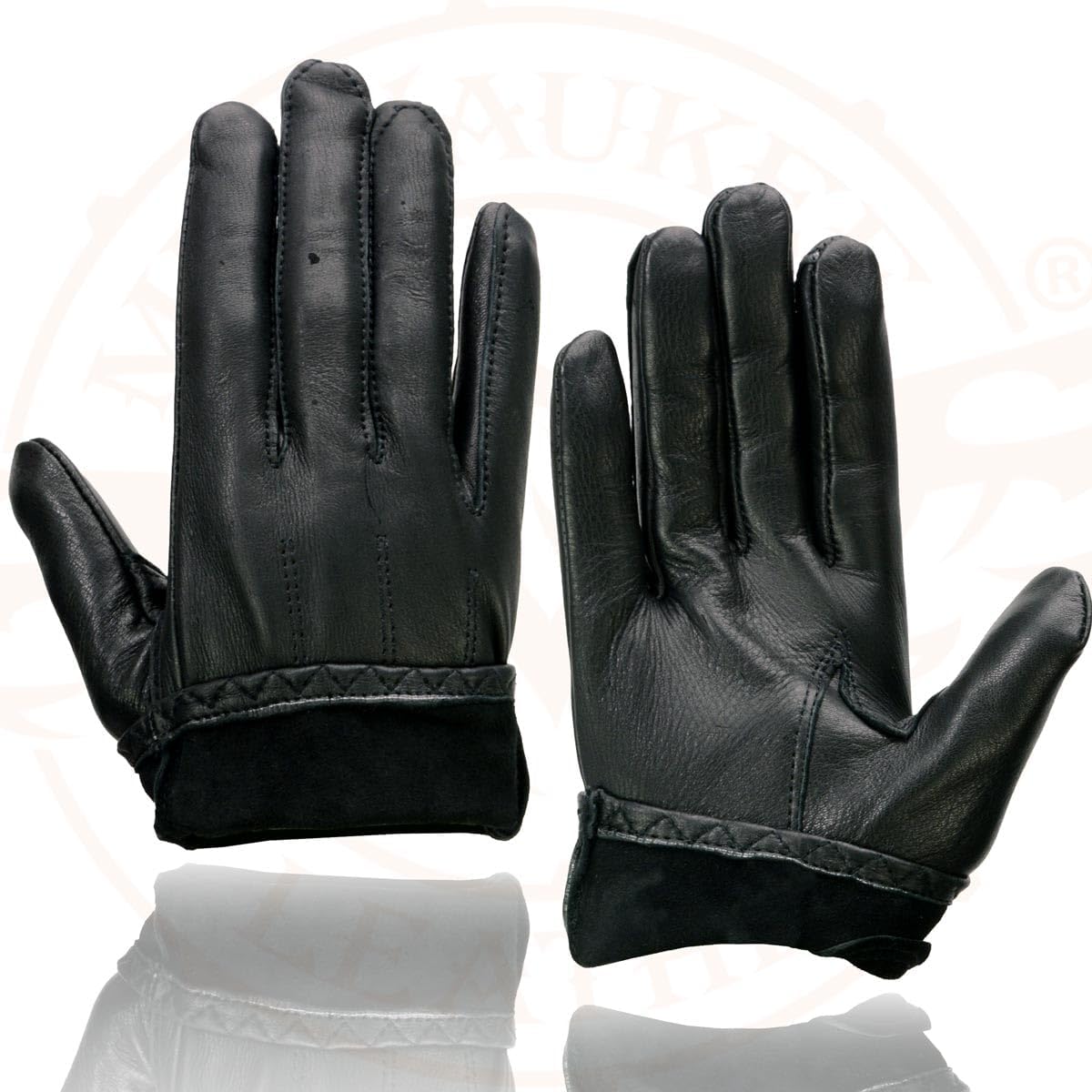 Milwaukee Leather Men's USA Deerskin Driving Motorcycle Hand Gloves, Black