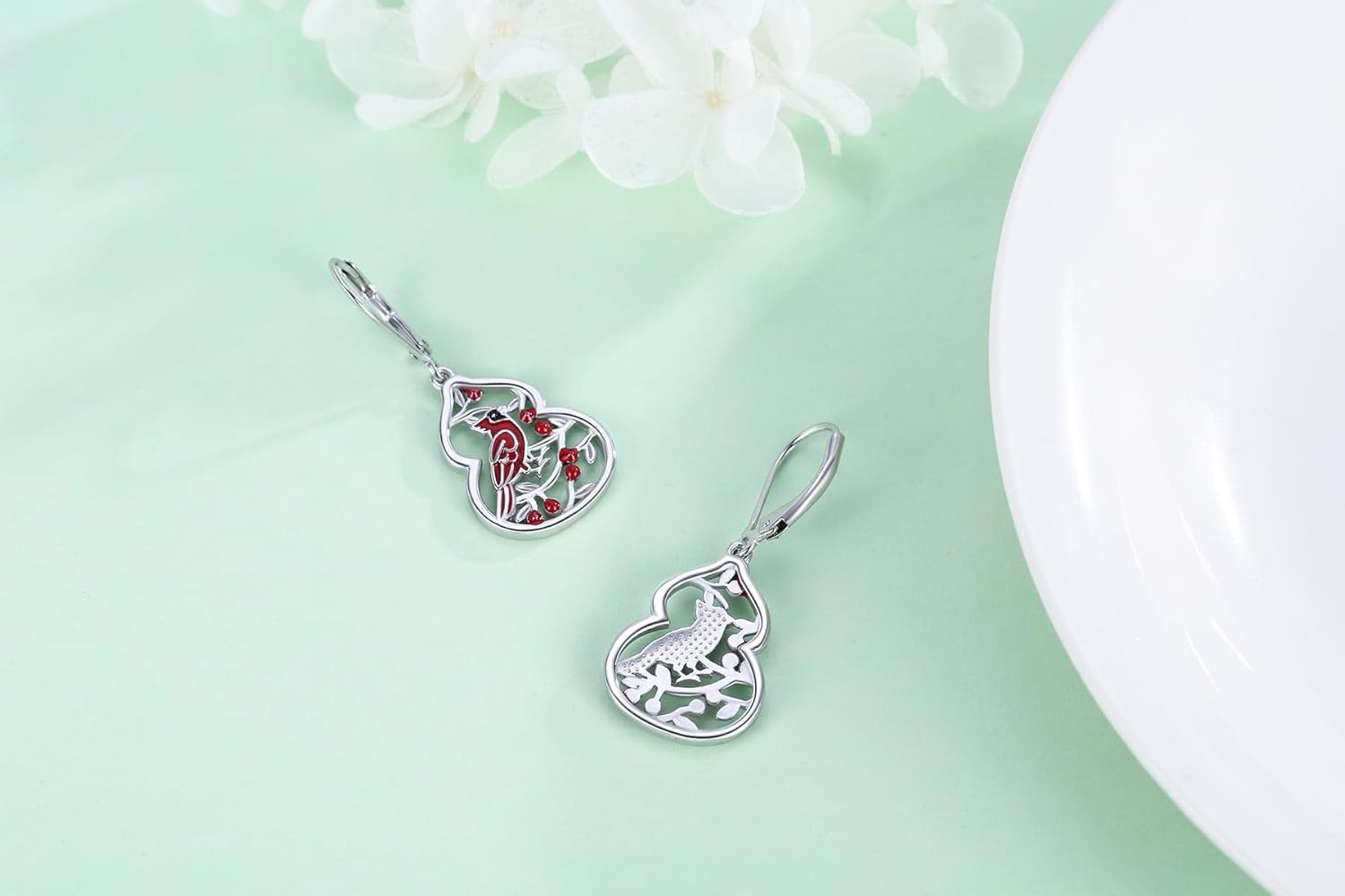 925 Sterling Silver Drop Dangle Huggie Earrings for Women Octopus/Cardinal/Cherry/Skull/Claddagh/Celtic/Scottish Thistle Earrings Trendy Jewelry Birthday Gift for Women Her Wife Friends - Image 4