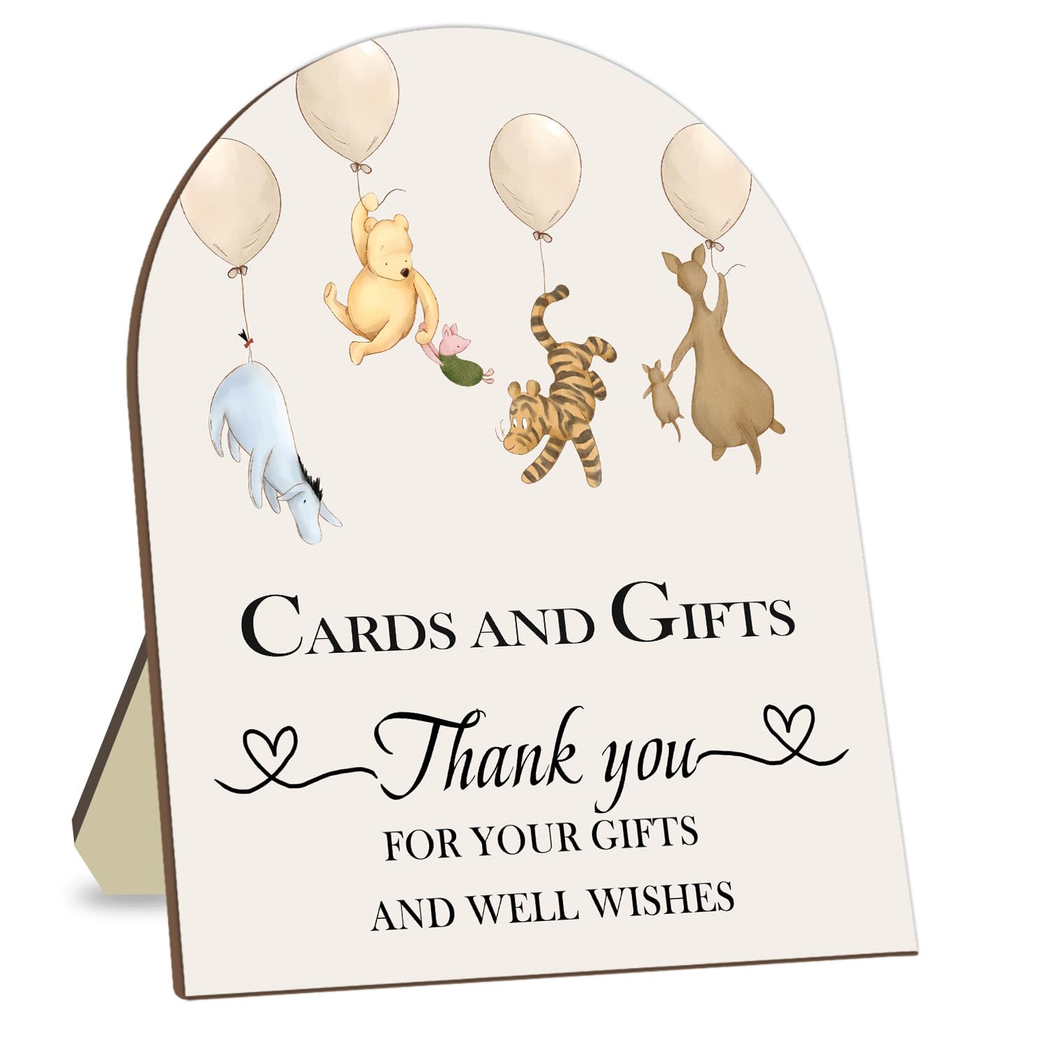 Photo 1 of Winnie Cards and Gift Sign, Classic Pooh Thank You Wooden Sign, Classic Winnie Bridal Shower Baby Shower Favors, Thank You for Your Gift and Well Wishes Sign with Stand 9 * 11IN
