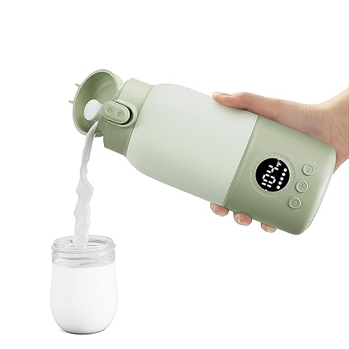 Calentador de biberones portátil para viajes, calentador de biberones de calentamiento rápido de 2 minutos, contenedor de fórmula de 12.8 onzas para