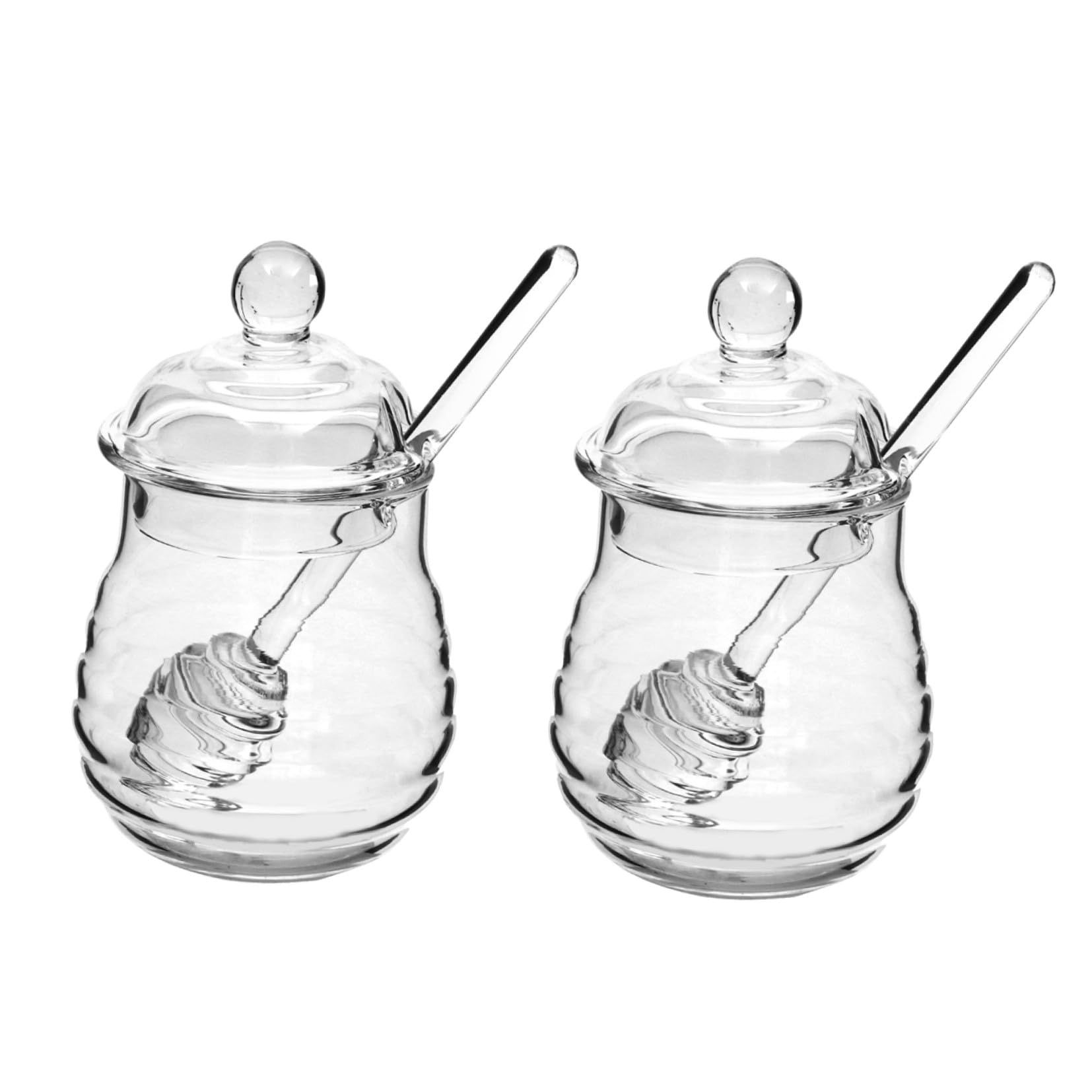 OUNONA 2 Stück 250-ml Honiggläser aus Glas mit Schöpflöffel und Deckel