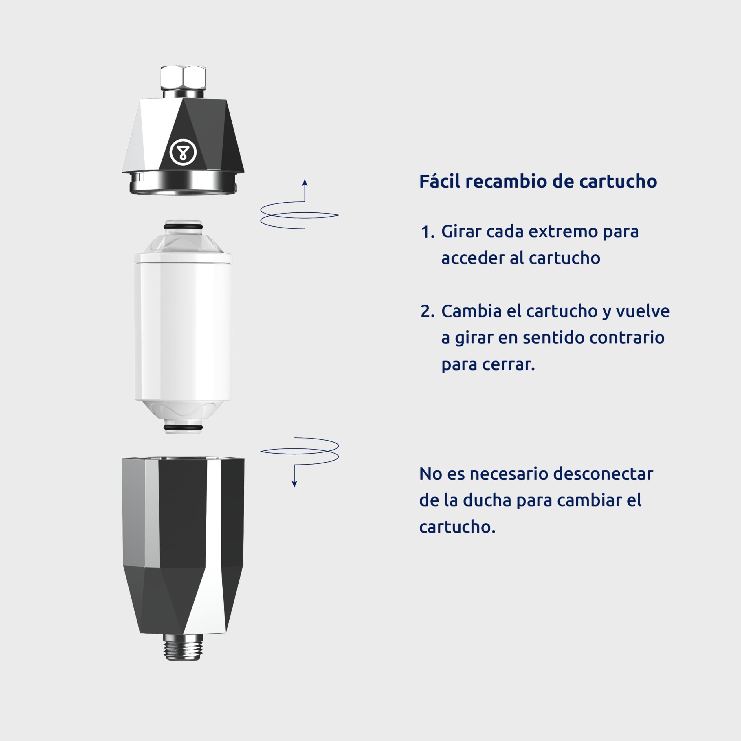 Tappwater ShowerPro Diamond Recambio - Cartucho para filtro ShowerPro Diamond. Filtra la Cal, el Cloro y +60 sustancias Filtración en 4 etapas y KDF-55 para piel suave y pelo fuerte. 6 meses, 20.000L