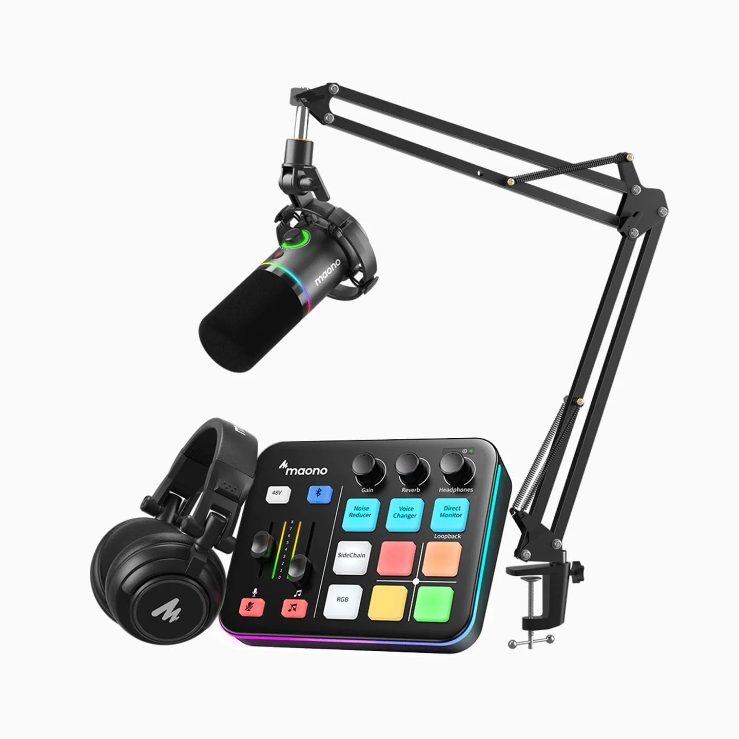 MAONO Gaming Audio Mixer, Audio Interface with Pro-preamp, RGB, Bluetooth, 48V Phantom Power for Live Streaming, Podcasting, Content Create, Gaming MaonoCaster G1 NEO (Not for USB Mic)