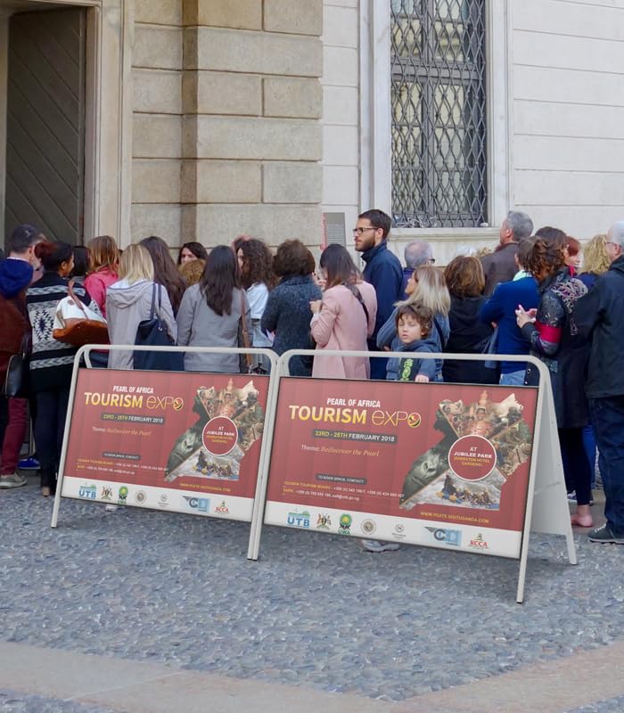 Caballete Publicitario Blanco, Soporte para Anuncios Doble Cara, Expositor para Publicidad, Valla Publicitaria