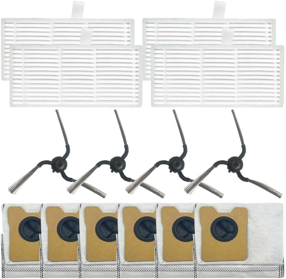 14 Pack C10 Accessories Replacement Kit Fit For Eufy Robot Vacuum C10 With Self Empty Station, 4 HEPA Filter, 6 Dust Bag, 4 Side Brush, For Home Cleaning