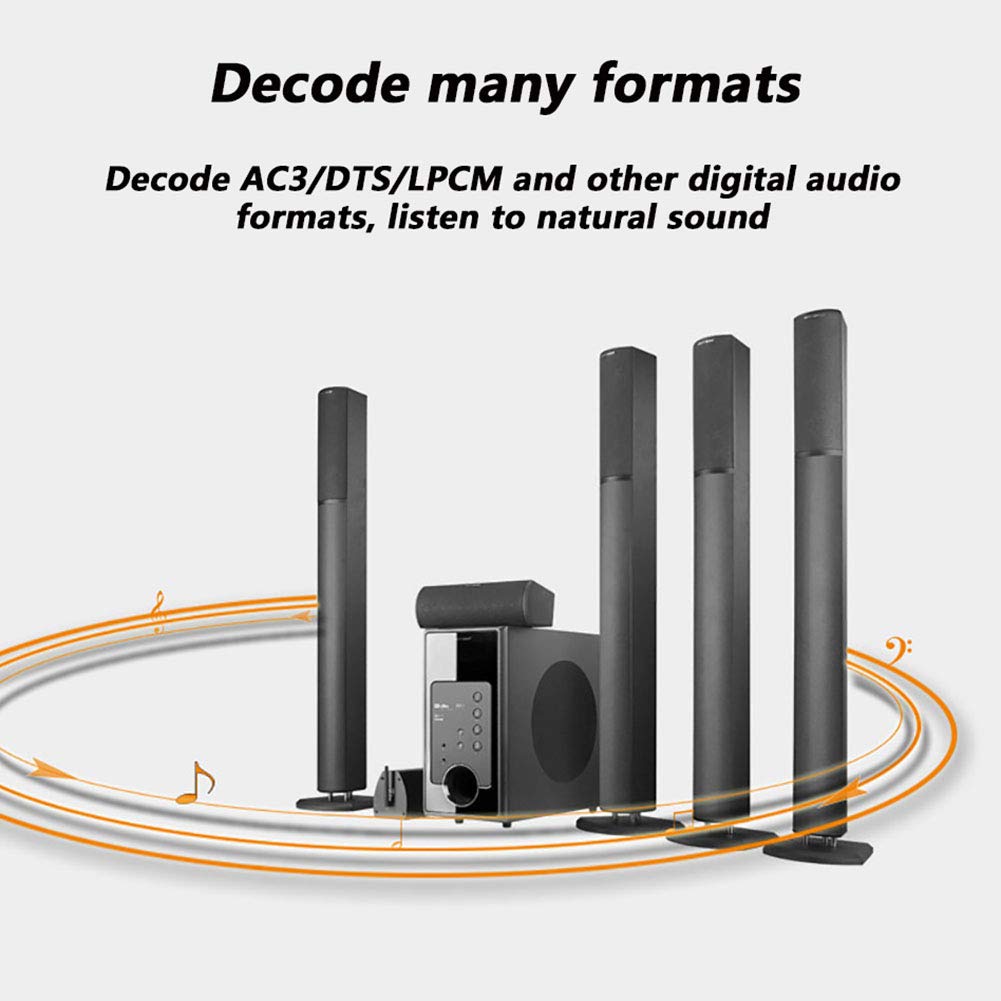 RSGK Decodificatore Audio Digitale 5.1, Gestore HDMI a HDMI EDID Fibra Ottica SPDIF da 3,5 Mm, in Grado di Decodificare AC3 / DTS/LPCM E Altri Formati Audio Digitali