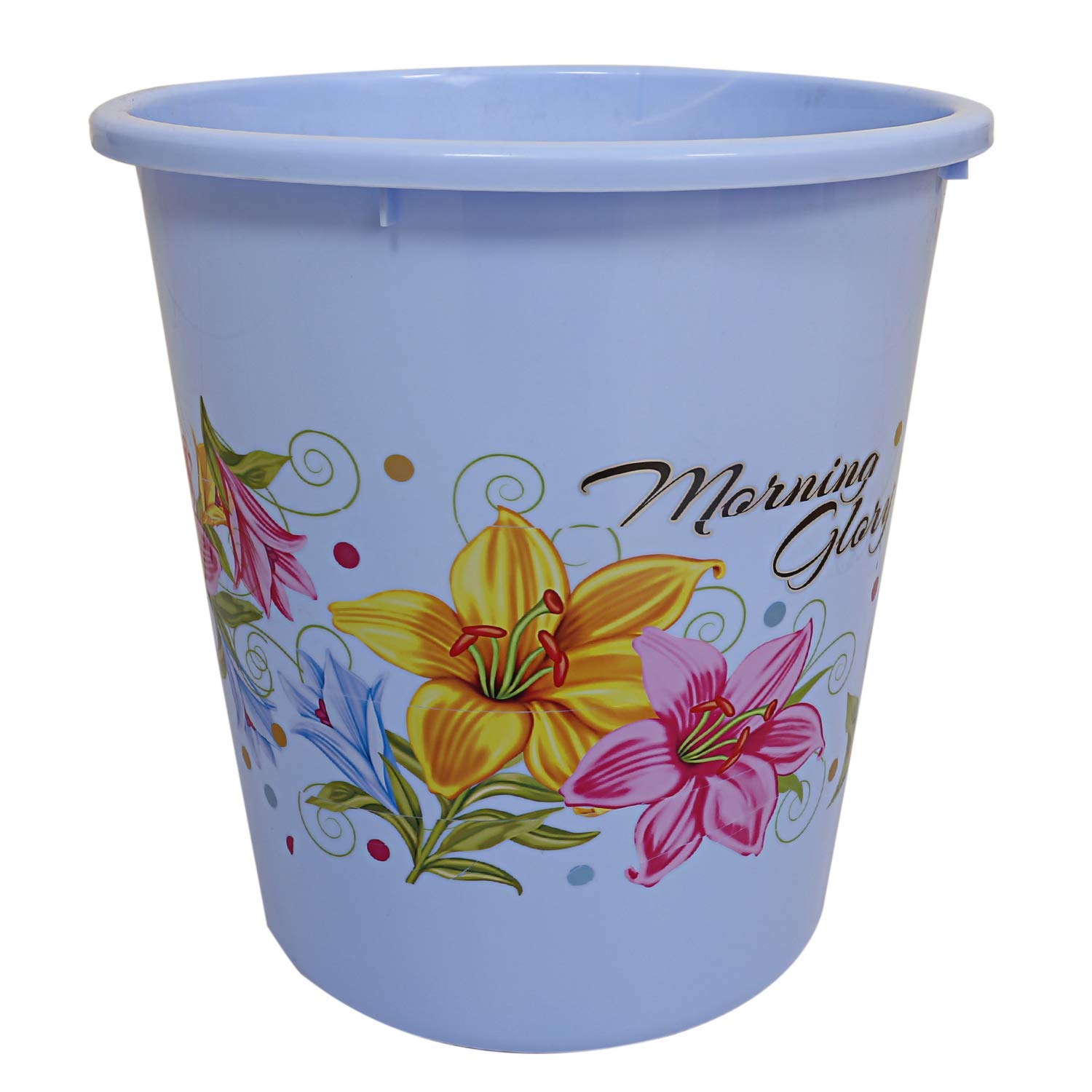 Kuber Industries Blue 5L Floral Dustbin - Pedal & Open Top -1