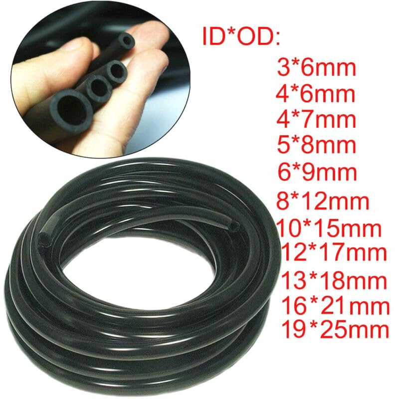 Elastisches Gummi Nitrilkautschuk, Glatter Kraftstoffschlauch, Benzin, Diesel, Ölleitung, Schlauch, Schwarzer NBR-Schlauch, 2–25 Mm Innendurchmesser Abfluss Elastisch (Size : 5Meter, Color : 3x6mm
