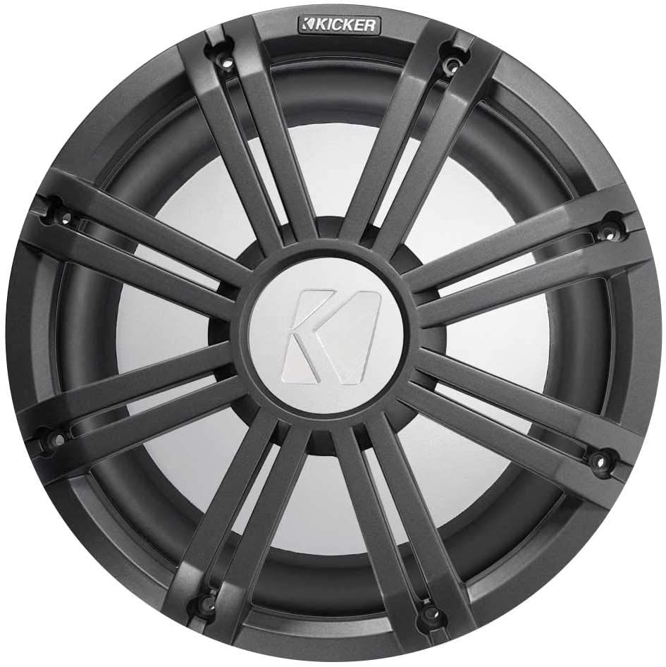 KICKER 45KM102 10" 350w Marine Boat Subwoofer Sub+Charcoal Grille w/LED's+Remote