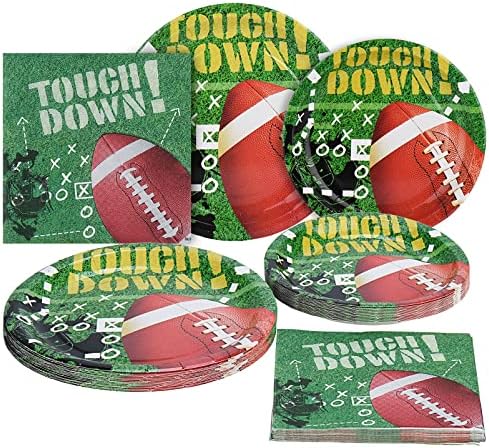 Football Party Decorations Supplies 48Pcs Kit, 2023 Superbowl Birthday Party Decorations Football Plates and Football Napkins Serves 16 Guests, for Kid's Party and Super Bowl Gameday Decorations