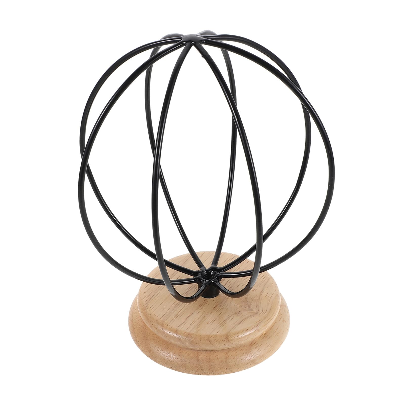 Porte-chapeaux en Métal avec Base en Bois, Support Stable Noir