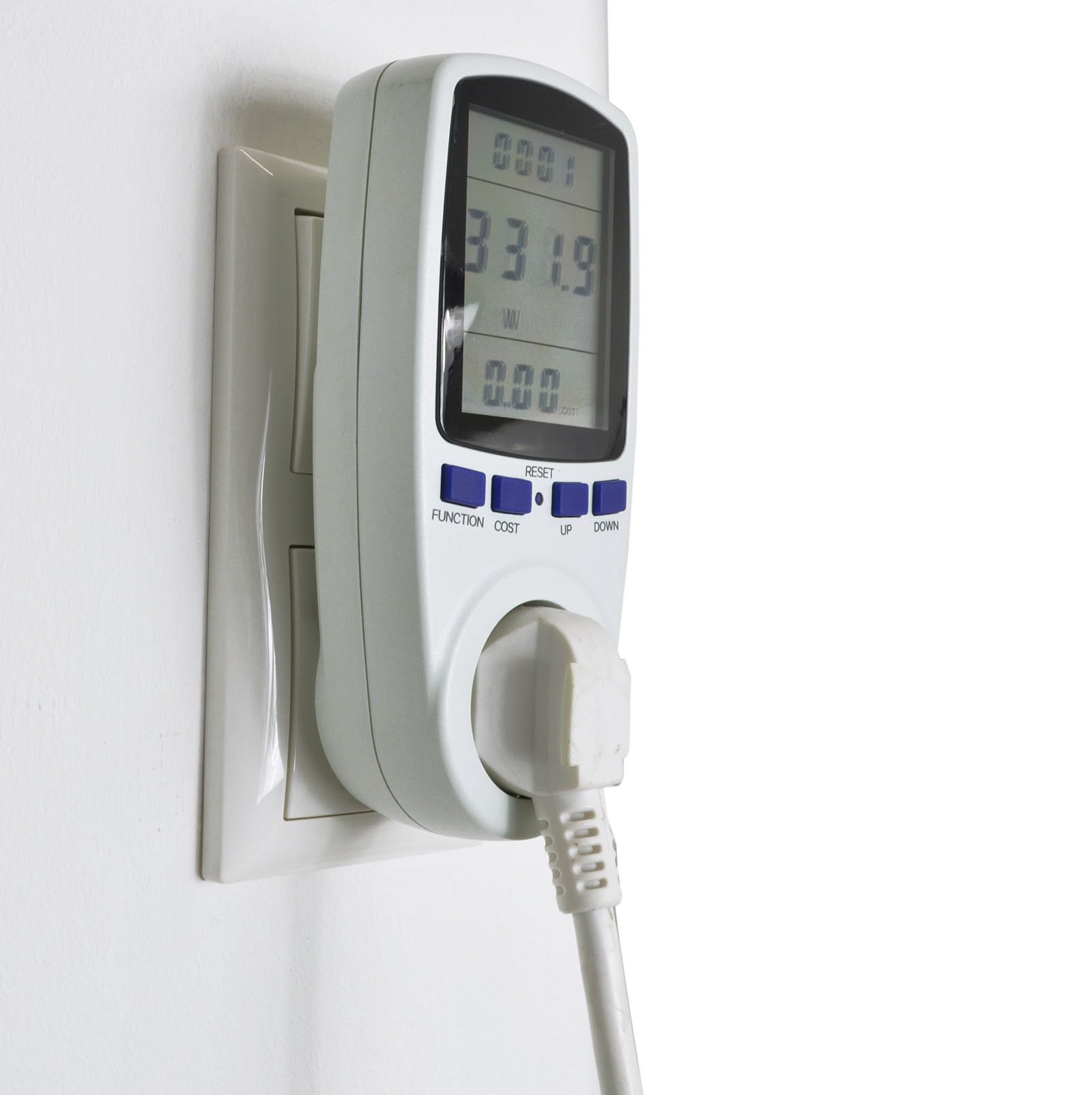 X4-LIFE Miernik prądu do gniazd wtykowych – z wyświetlaczem LCD – miernik kosztów energii – oszczędność pieniędzy dzięki dokładnym kosztom energii elektrycznej
