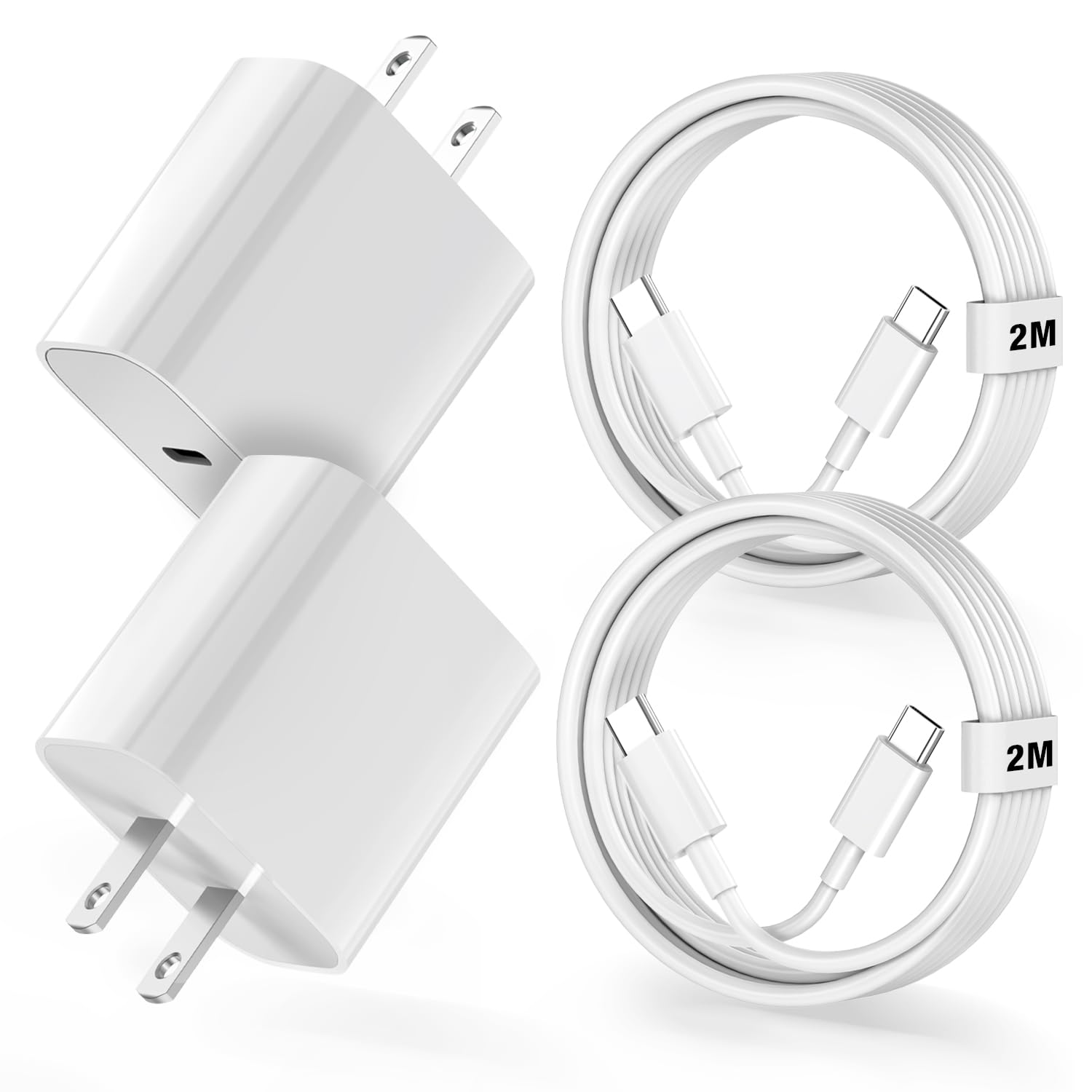 iPhone17 iPhone16 充電器 Type-C 20W PD 急速充電器 [2個セット / 2M C-to-Cケーブル2本] タイプc 充電器 PSE認証済 MFi認証 iPhone 17/17e/16/15/Pro/Max/iPad Pro/AirPods/Galaxy/Xperia等対応