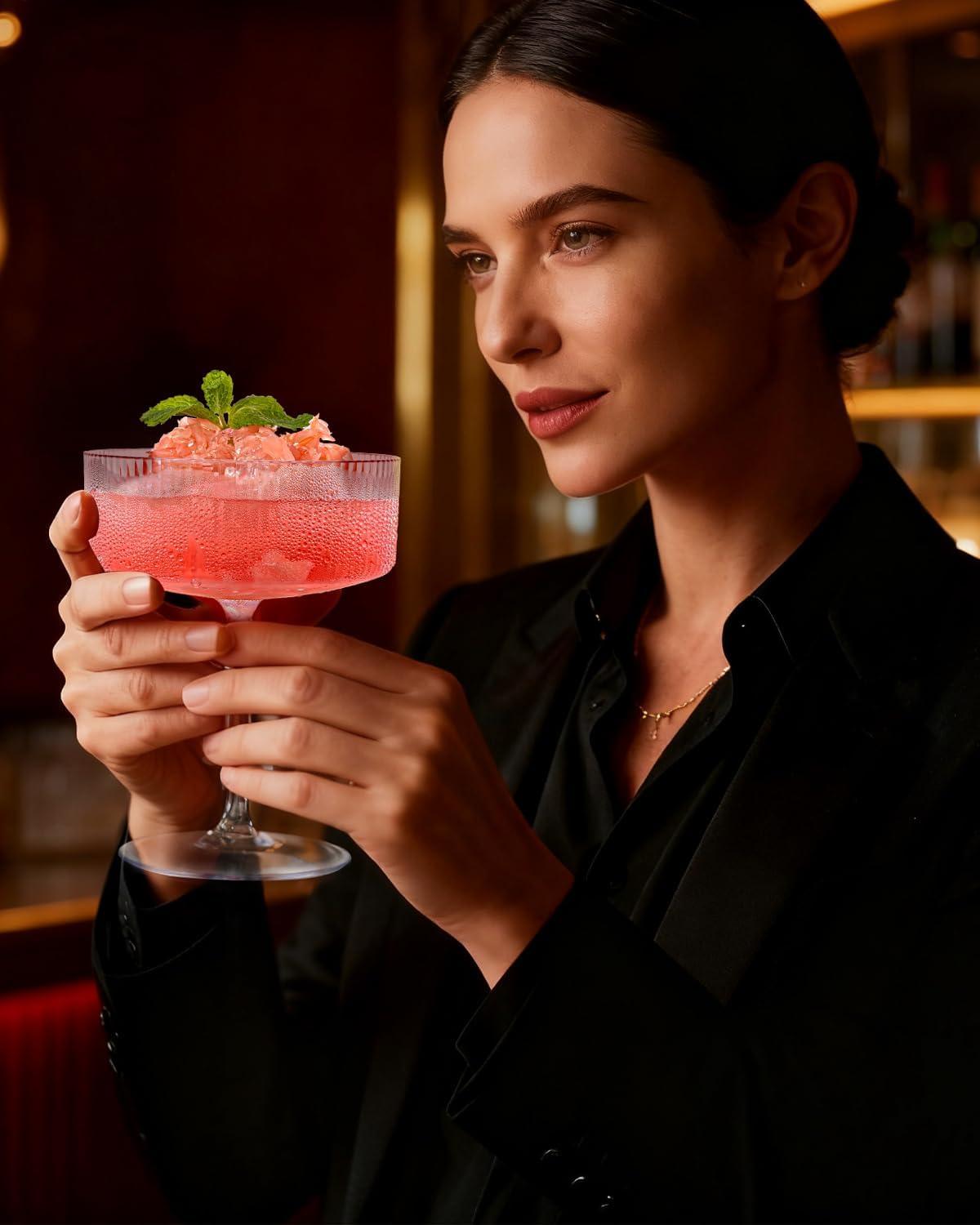 Ciaell 12PCS Plastic Ribbed Martini Glasses - 10 Oz Disposable Coupe Glasses with Stem - Heavy Duty Margarita Cups for Bars, Cocktails, Whiskey, Parties & Wedding - Image 8