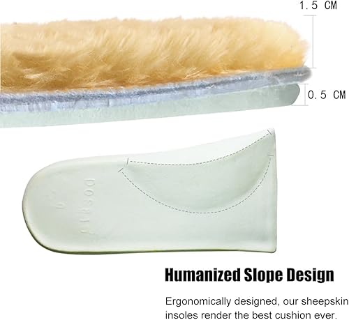 Miniatura 5 de ABUSA - Plantillas de piel de oveja para hombre y mujer, con insertos de vellón de piel de lana gruesa de alta calidad, acogedoras y esponjosas,