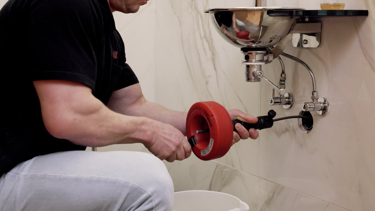 ROTHENBERGER Industrial Espiral de limpieza de tuberías de 4,5 m de longitud, desagües obstruidos, apta para taladro y atornillador inalámbrico, desagüe en baño o cocina, 072990E