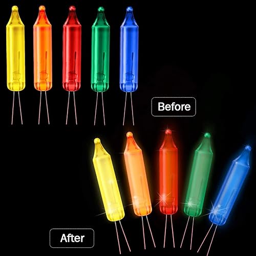 Miniatura 5 de Mudder 500 bombillas de repuesto de Navidad de 2.5 V para cadena de luces, mini luces incandescentes para árbol de Navidad, para interiores y