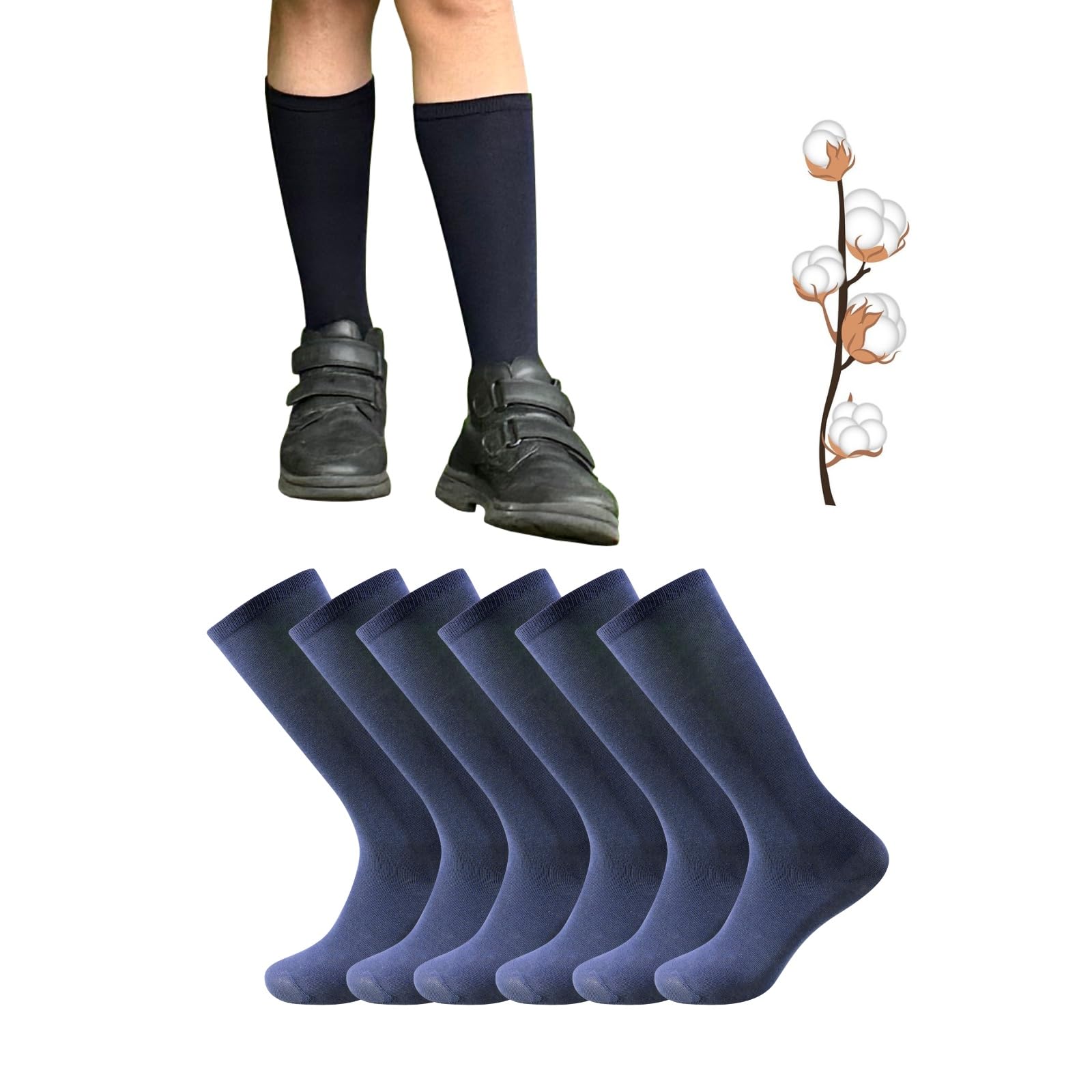 Balseti Calcetines Altos 85% Algodón para Niños, Niñas y Adultos. Pack 6 pares. Unisex. Modelos para Uniforme Escolar, Colegio, Hombre Ejecutivo, Traje. Hombre Ejecutivo. Granate, Azul Marino, Gris y Verde