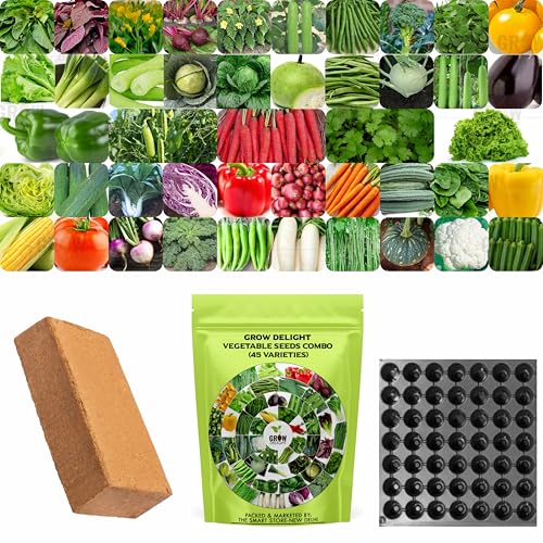 Image of 45 Vegetable Seeds For Home Garden 2000+ Seeds,Coco Peat&Tray