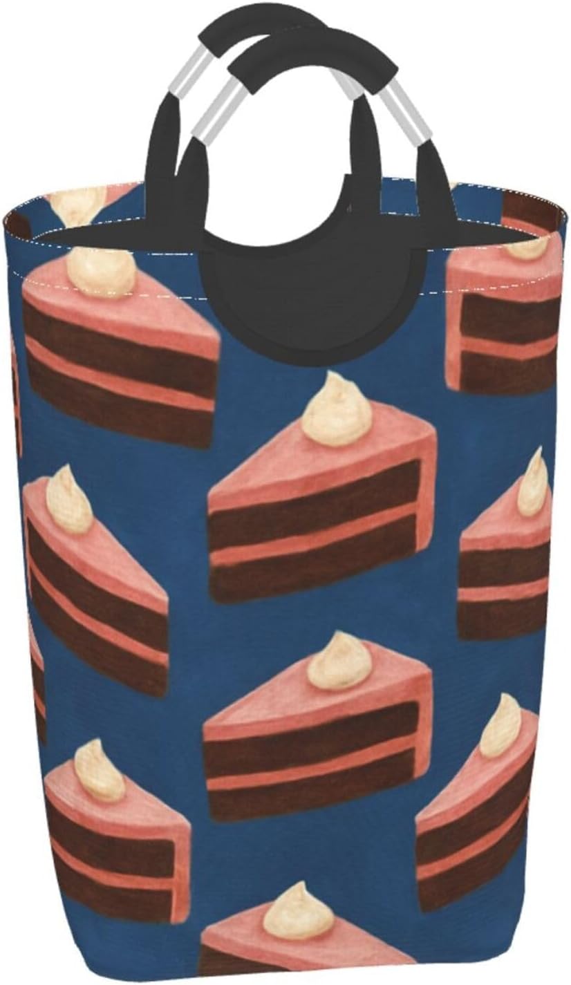 50l Laundry Basket Cake Slice Pattern Waterproof Laundry Hamper Foldable Clothes Laundry Bag With Handles